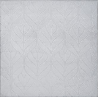 Beliani Alfombra De Pelo Sint&eacute;tico De Conejo Peluda Con Motivo De Hojas 160 X 160 Cm Cuadrado Gris Claro Mitchell
