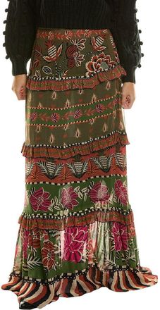 Farm Rio Farm Rio Ainika Floral Garden Multicolor Tiered Maxi Skirt