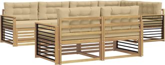 vidaXL Conjunto De Sof&aacute;s De Exterior 7 Uds. Y Beige Poli&eacute;ster Vidaxl