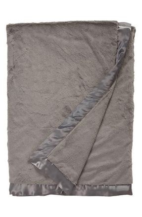 Little Giraffe Giraffe At Home Luxe Faux Fur Solid Throw in Charcoal at Nordstrom