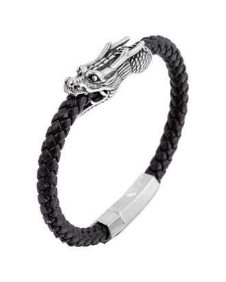 Eyecandy LA Luxe Collection Deion Dragon Leather & Stainless Steel Bracelet