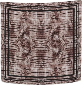Elisabetta Franchi Zijden Twill Foulard Sjaal met Alligatorprint - Dames - Zijden sjaals - Veelkleurig - ONE Size - Accessoires