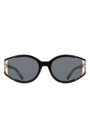 Ferragamo 56mm Oval Sunglasses in Black at Nordstrom