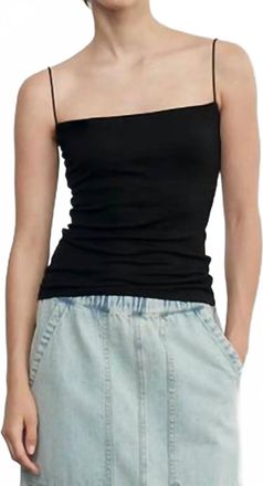 Enza Costa Supima Cotton Essential Strappy Tank Top In Black