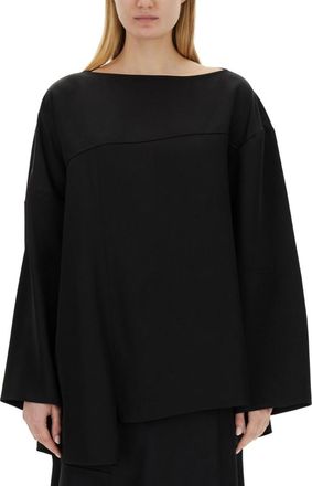 Jil Sander Black Solid Boat Neck Top
