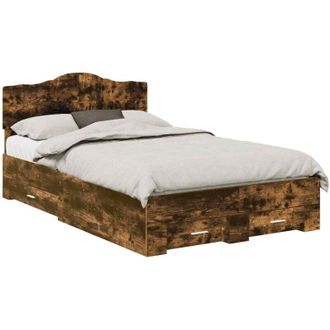 vidaXL Bed Frame with Drawer Smoked Oak 120 x 200 cm Engineered Wood vidaXL
