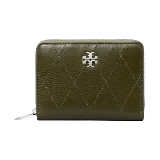 Tory Burch Small Charlie Quilted Zip-Around Portemonnee - Dames - Portefeuilles - Groen - ONE Size - Leer - Accessoires