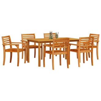 Berkfield Home Rustic 7 Piece Garden Dining Set - Solid Acacia Wood in Brown