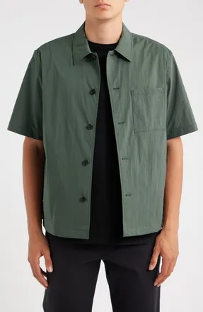 Theory Short Sleeve Button-Up Shirt in Pine Grove at Nordstrom, Size Xx-Large