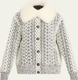 Moncler Beille Bomber Jacket with Detachable Shearling Collar