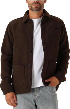 Les Deux Jassen, Heren, Bruin, S, Wol, Jason Solid Wool Overshirt
