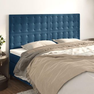 vidaXL Vidaxl - Cabeceros 4 Unidades De Terciopelo Azul Oscuro 80x5x78/88 Cm