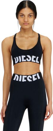 Diesel Microfibre sports bra with cut-off logo - Bras - Woman - Black