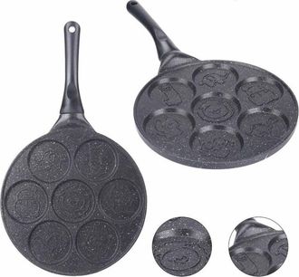 Trade Shop Trade Shop - Pan De Antideslizante Para Panqueques Vainas Huevos Con 7 Moldes Redondos Formas De Animales 624391