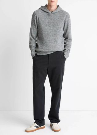 Vince Brushed Waffle Long Sleeve Hoodie In Heather Black