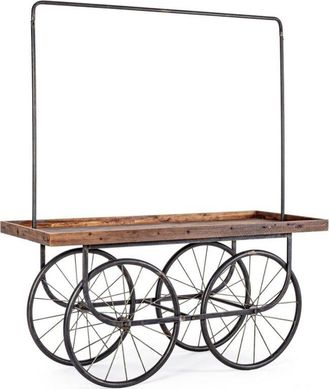 Decorspace Decor Space - Tavolo espositore con ripiano in legno di abete, struttura in acciaio, ruote
