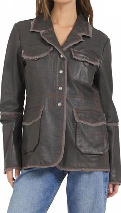 Jachs NY Meryl Leather Coat In Greystone