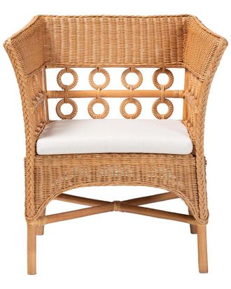 Baxton Studio Oxford Bohemian Rattan Arm Chair