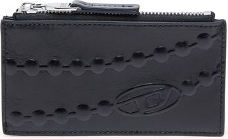 Diesel Leather card holder with embossed chain motif - Card cases - Woman - Black