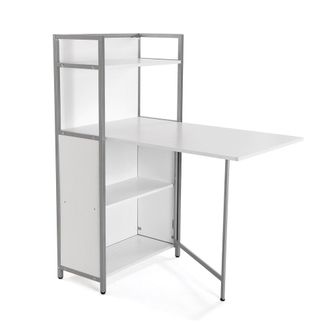 VERSA Mesa de comedor para 2 personas en aglomerado y metal blanco
