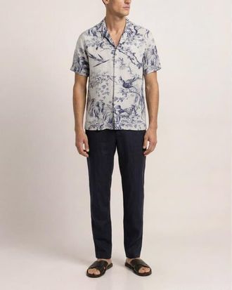 Orlebar Brown Maitan Relaxed Fit Short Sleeve Cotton Shirt in Aero Blue at Nordstrom, Size Xxx-Large