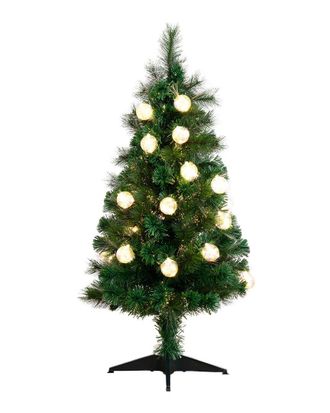 Nearly Natural 4Ft Pre-Lit Fiber Optic Artificial Christmas Tree With Mixed Tips & 37 Led Warm White Ornament Lights