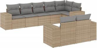 vidaXL Vidaxl - Juego De Sof&aacute;s De Jard&iacute;n Con Cojines Beige 8 Pzas Rat&aacute;n Pe