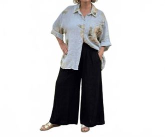 Puro Lino Amalfi Wide Leg Linen Pants In Black