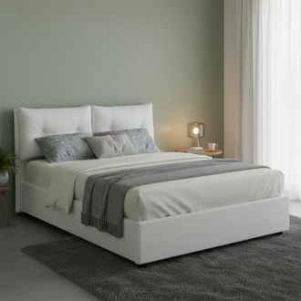 Talamo Italia Talamo Italia - Letto Matrimoniale Fabiana, Letto Contenitore Con Rivestimento In Tessuto, 100% Made In Italy, Apertura Frontale, Adatto Per Materasso
