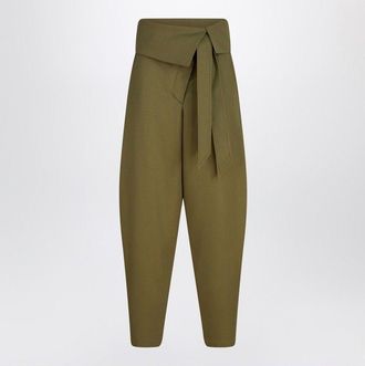 The Attico Womens Military Green Wool Gabardine Trousers - Khaki - Size EU 36 (Womens)