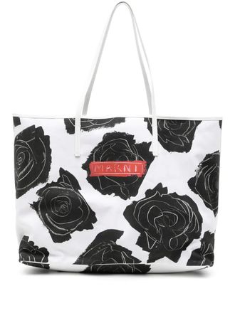 Marni large floral-printed tote bag - Black