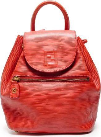 Fendi Red Color Leather Backpack (Pre-Owned)