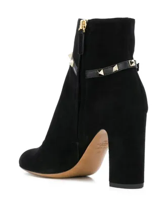 Valentino Studded Suede Ankle Boot - Black