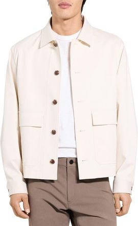 Theory Moonsoft Cotton Twill Button-Up Shirt Jacket in Winter Ivory at Nordstrom, Size Xx-Large