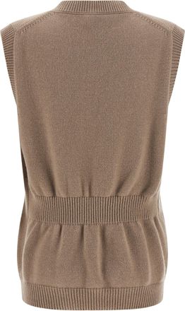 Fendi Womens Beige Cashmere Sleeveless Jacket Clothing