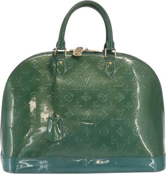 Louis Vuitton Alma Handbag Monogram Vernis Blue Patent_Leather Handbag (Pre-Owned)