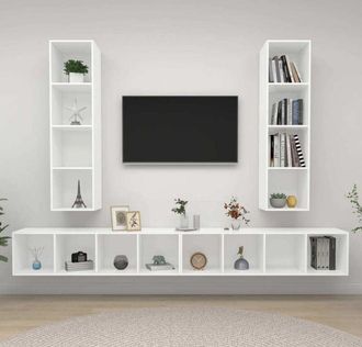 vidaXL Vidaxl - Muebles De Sal&oacute;n De Pared 4 Piezas Madera De Ingenier&iacute;a Blanco