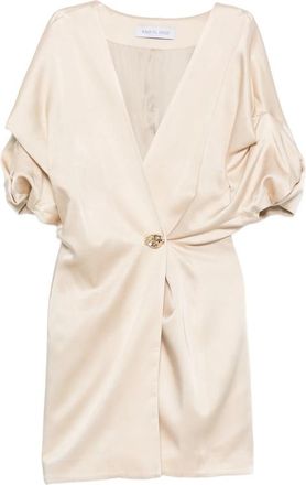 Raquel Diniz Anastasia Button-detail V-neck Mini Dress