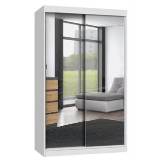 Hucoco Paolo - Armario Con 2 Puertas Correderas - 2 Espejos - L. 120 Cm - Dormitorio Vestidor Con 2 Puertas