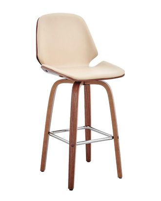 Armen Living Arabela 26In Walnut Wood Swivel Bar Stool