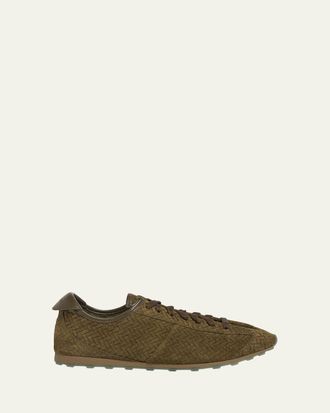 Jacquemus Mens Les Tennis Embossed Suede Low-Top Sneakers
