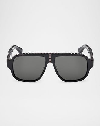 Christian Louboutin Roller Spiked Aviator Sunglasses