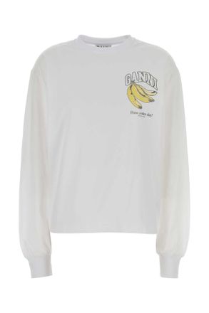 Ganni White Cotton T Shirt