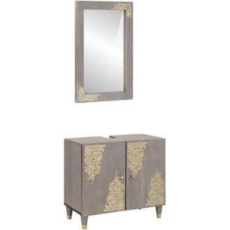 vidaXL vidaXL Set di mobili per il bagno Montaggio a parete 2 pcs Grigio