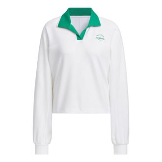 adidas (WMNS) adidas Verbiage Polo Shirt Asia Sizing White Green JE3617