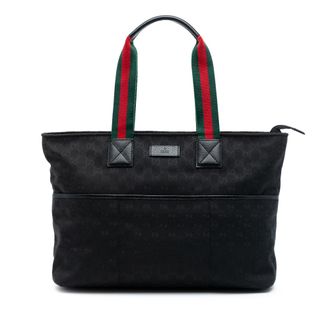Gucci Pre-owned Womens Gg Canvas Web Tote - Black Textile - One Size