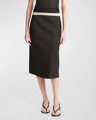 Vince Linen-Blend Midi Slip Skirt