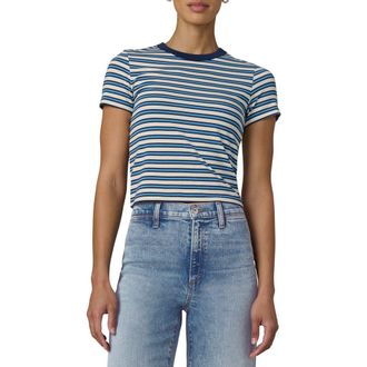 Joe's The Baby Stripe Stretch Cotton Modal T-Shirt in Ecru/Azure Stripe at Nordstrom, Size X-Large
