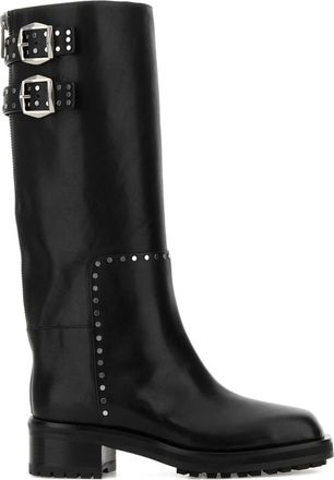 Jimmy Choo London Black Brooklyn Studded Leather Boots