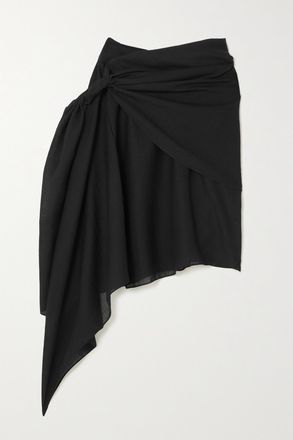 Supriya Lele Minigonna Asimmetrica In Misto Lana Con Drappeggio - Nero